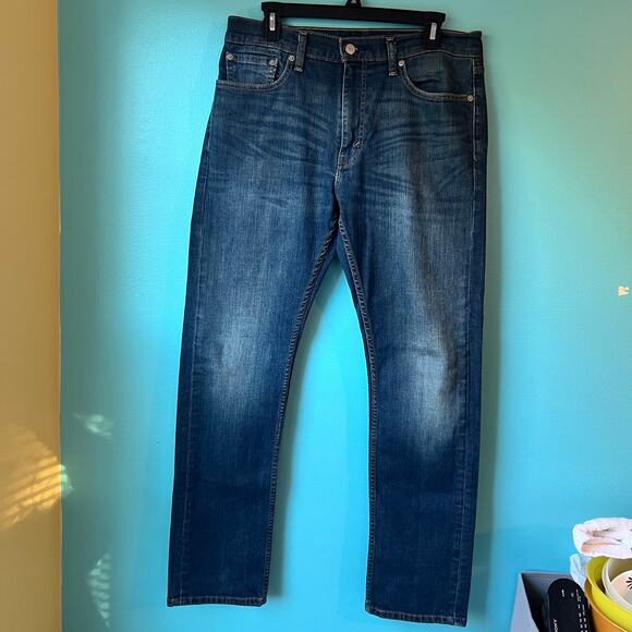 Levi's 513 Mens Denim Jeans Straight Fit 33 x 32 Medium Wash Blue Pants Solid - Picture 8 of 9